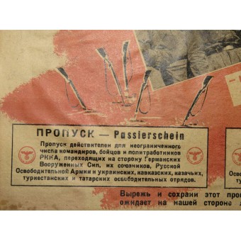 Flugblatt aus dem Zweiten Weltkrieg, das von den Deutschen für russische Soldaten herausgegeben wurde. Propaganda. Espenlaub militaria