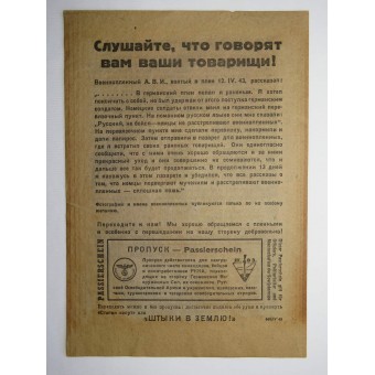 WW2 -propaganda -esitteen puna -armeijan sotilaille, 660/ iv. 43. Espenlaub militaria