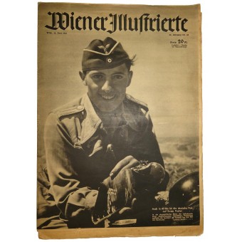 Wiener Illustrierte, nr 25, 18. Juni 1941, 24 sidor. Afrika Tyskt flak håller utkik inför anfallet.. Espenlaub militaria