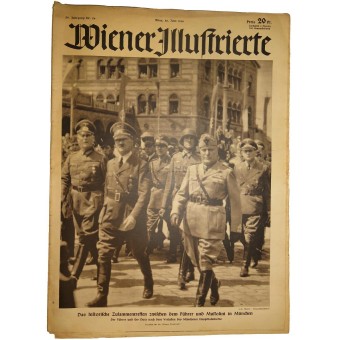 Wiener Illustrierte, Nr. 26, juni 1940, de historische bijeenkomst van Führer en Mussolini in München. Espenlaub militaria