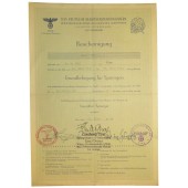 Certificat DAF du 3e Reich pour l'obtention d'une profession de démolisseur