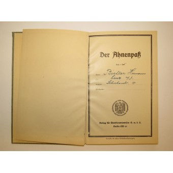 3e Reich Hard Cover Ahnenpass, uitgegeven aan Bichler Hermann. Espenlaub militaria