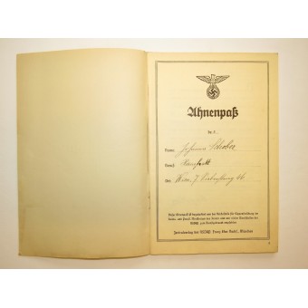 3e Reich Pedigree Col de sang germanique. Ahnenpaß. Espenlaub militaria