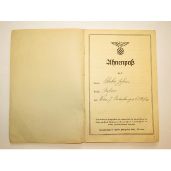 Ahnenpaß- le livre dorigine de pur sang aryen. Zentralverlag der NSDAP. Espenlaub militaria