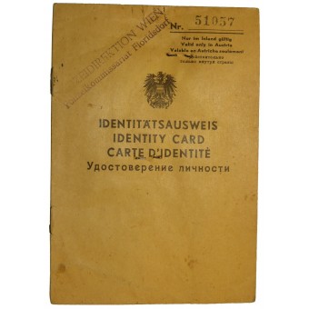 Itävallan henkilöllisyyskortti liittolaisten ammatin ajanjaksolle. Espenlaub militaria
