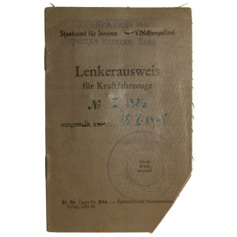 Drivers license for allies occupied Austria. Espenlaub militaria