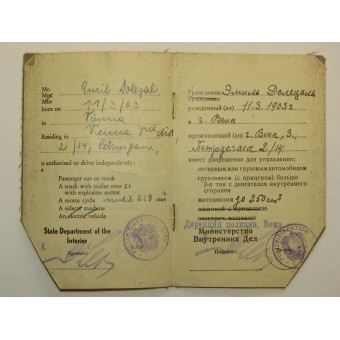 Drivers license for allies occupied Austria. Espenlaub militaria