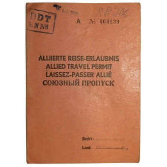 Tarjeta de identificación de permiso de viaje Allied Nr. 664.139, Loew Gertrude. Espenlaub militaria