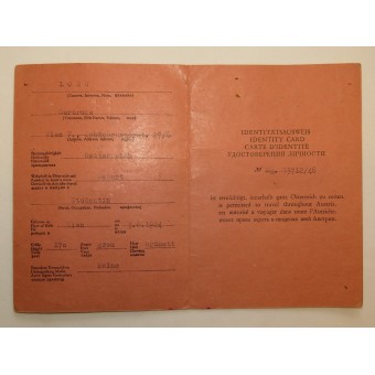 ID-kaart Allied Travel Permit Nr. 664139, Loew Gertrude. Espenlaub militaria