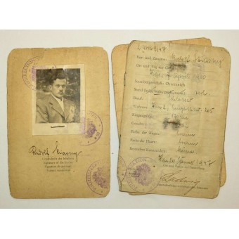 Identitetskort, förflyttning i det ockuperade Österrike efter andra världskriget. Espenlaub militaria