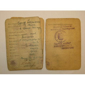 Tarjeta de identidad, moviéndose dentro de Austria ocupada después de WW2. Espenlaub militaria