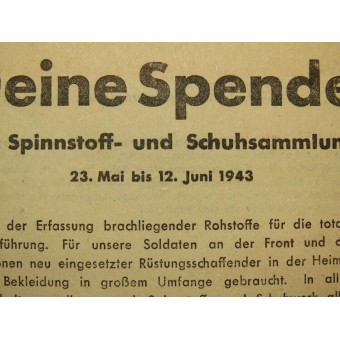 Brochure: deuxième collecte dusure de la main. Espenlaub militaria
