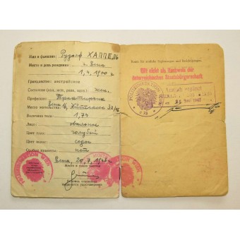 Identitätskarte Nr. 6/49299/46, Rudolf Happel- Österreich. Espenlaub militaria