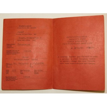 Allied travel permit  Nr. 445601, Firmberger Josef. Espenlaub militaria
