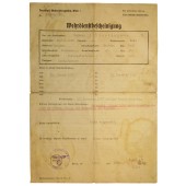 Certificato di servizio dell'esercito. Wehrdienstbescheinigung