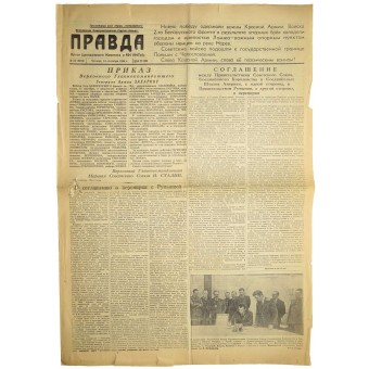 Sovjetisk propagandatidning PRAVDA - Sanningen, september, 14 1944. Espenlaub militaria