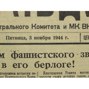 Le journal « Pravda » 3. Novembre 1944. Espenlaub militaria