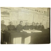 Photo of the RKKA chief staff at the headquarters with a map