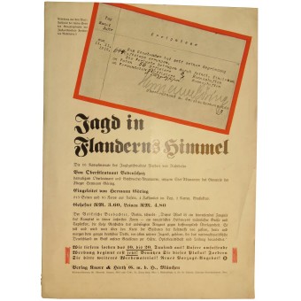 Affiche publicitaire du livre - « Jagd dans Flanderns Himmel ». Espenlaub militaria