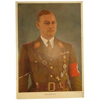 Porträtt av Stabschef. Affischen med NSDAP:s ledare Viktor Lutze. Espenlaub militaria