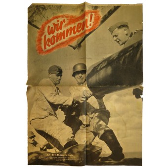 Affiche de Wir kommen!, 38x53cm. Laffiche de la revue « Die Wehrmacht ».. Espenlaub militaria