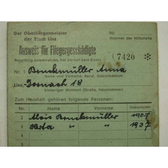 Certificaat van het slachtoffer van de bombardementen. Het Derde Rijk.. Espenlaub militaria