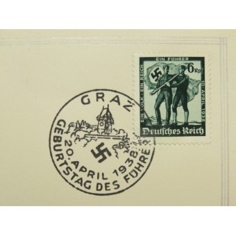 Führerin syntymäpäivä. 20. huhtikuuta 1938 Grazin kaupungissa. Postikortti. Espenlaub militaria