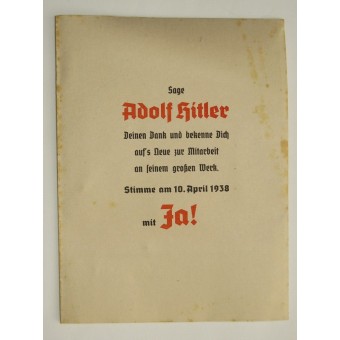 Anschluss propaganda leaflet: annextion of Austria into Nazi Germany.. Espenlaub militaria