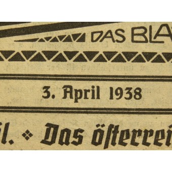 Diario austriaco con el anuncio elección del Anschluss. Espenlaub militaria