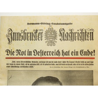 Sonderausgabe der Innsbrucker Nachrichten - Hermann Göring. Espenlaub militaria