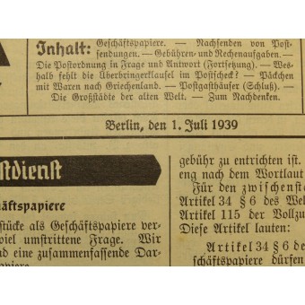 La notizia della Reichspost servizio- Postdienstschule Die. Espenlaub militaria