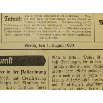 La notizia della Reichspost servizio- Postdienstschule Die. Espenlaub militaria