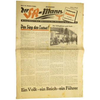 Tidningen Der SA-Mann. Särskilt nummer om Anschluss. Espenlaub militaria