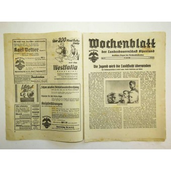 Wochenblatt Der Landesbauernschaft Alpenland.16. Heinäkuu 1938.. Espenlaub militaria