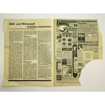 DAF / Kraft d Freude le magazine Arbeitertum Décembre 1939, Folge. 18. Espenlaub militaria