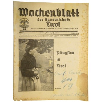 Wochenblatt der Bauernschaft Tirol. 1.Juni 1938. Folge 24. Espenlaub militaria