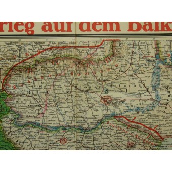 Kaart, de oorlog op Balkan in WW1. Espenlaub militaria