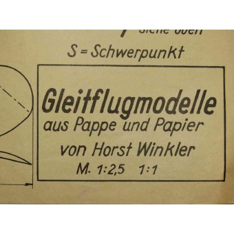 Модель летающего планера из бумаги и картона из серии Фольксманна. Espenlaub militaria