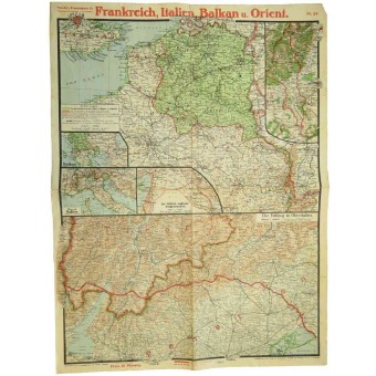 Double Sided map of the Theater of War. July 1918. Espenlaub militaria