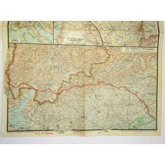 Double Sided map of the Theater of War. July 1918. Espenlaub militaria