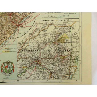 Mapa del Sur-África desde la segunda Guerra de los Boers. Espenlaub militaria