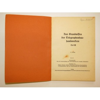 3R Reich DAF-handboek De basiskennis van Telegraph Construction - Craftsman. Espenlaub militaria