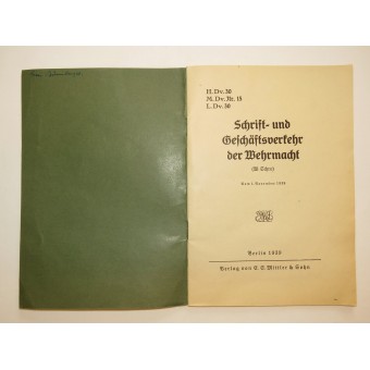 Auftragsbuch Schrift- und Geschäftsverkehr der Wehrmacht. Espenlaub militaria