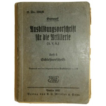 Training instruction for artillery (A.V.A.). Issue 6. Shooting instructions. Espenlaub militaria