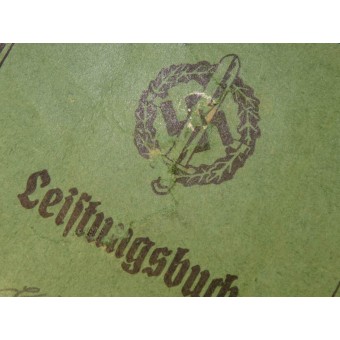 Leistungsbuch en Sa-Leistungsabzeichen uitgegeven aan Sa-Mann geserveerd in SA Standart 2112. Espenlaub militaria