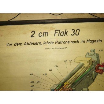 Tyska utbildningsaffischer och handbok för 2см Flak 30. 110x100 см. Espenlaub militaria