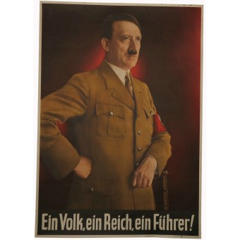 3rd Reich propaganda poster with Hitler: Ein Reich, ein Volk, ein Führer. Espenlaub militaria