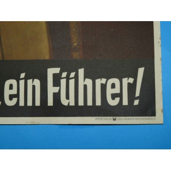 Manifesto di propaganda terzo Reich con Hitler: Ein Reich, Ein Volk, ein Führer. Espenlaub militaria