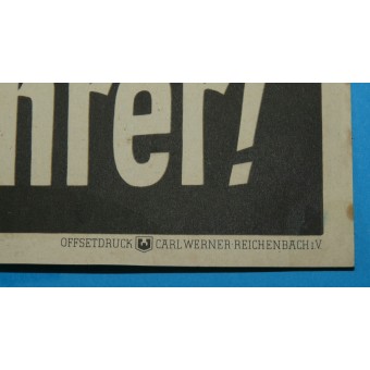3ème affiche de propagande du Reich avec Hitler: Ein Reich, ein Volk, ein Führer. Espenlaub militaria