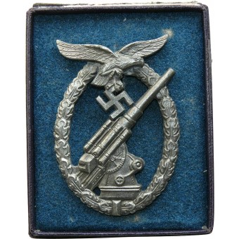 Luftwaffe FLAK badge con scatola originale del problema, E.F. Wiedemann. Espenlaub militaria